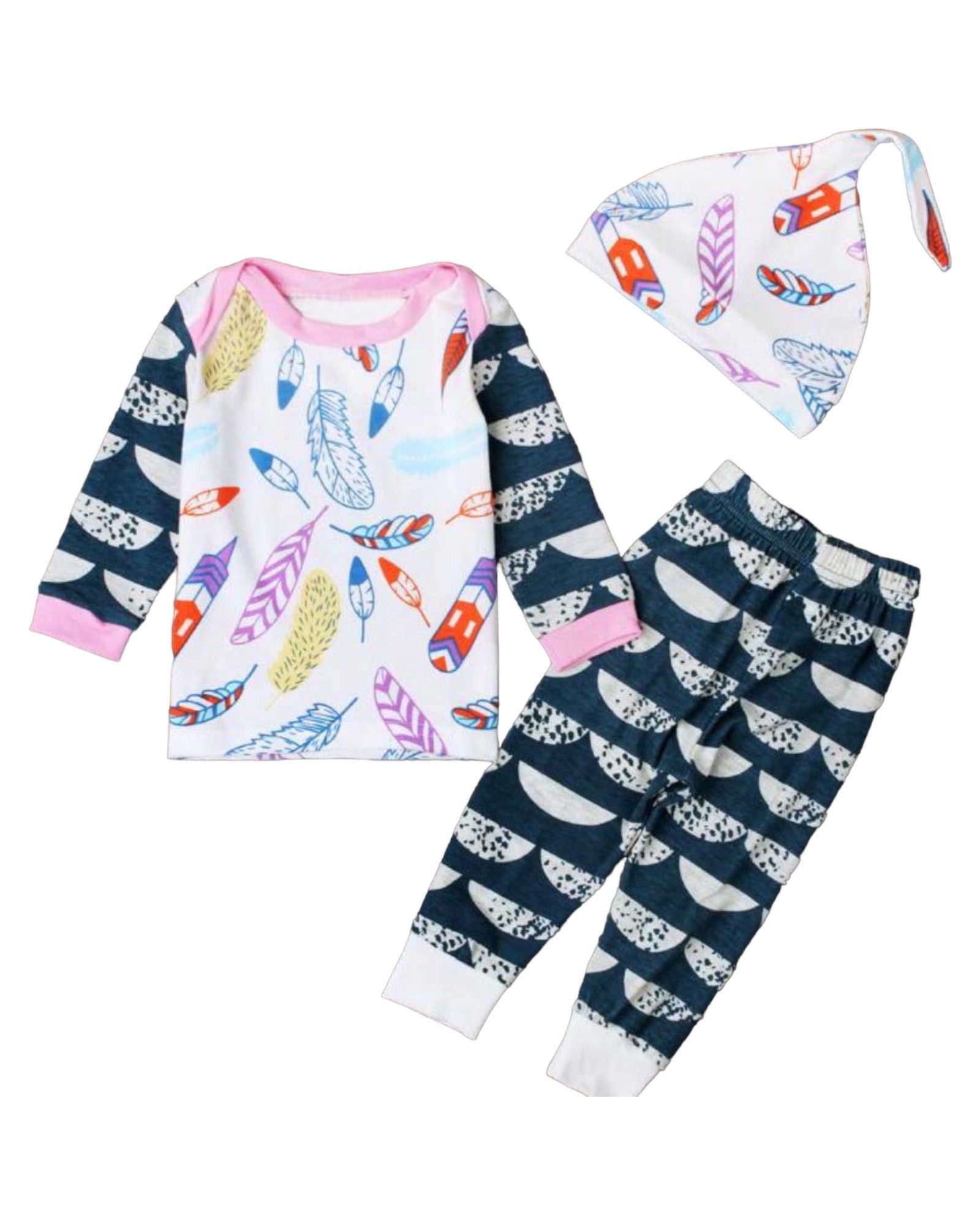 Feathers And Stripes 3 Pc Jammy Set.
